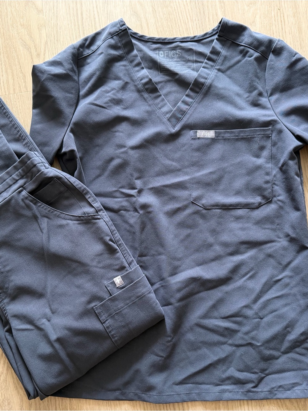 Figs Slate Gray V-Neck Scrub Top